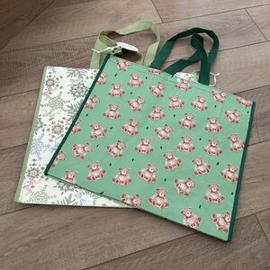 Homegoods TJMaxx Marshalls Christmas Teddy Bear & Bow Snowflake Bags Set of 2